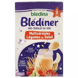 BLEDINER Multicéréales Légumes du Soleil 240g - Nourrissons de 8 à 36 Mois - Céréales du Soir