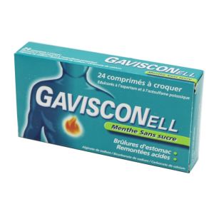 Gavisconell Menthe sans sucre - 24 comprimés à croquer