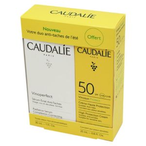 CAUDALIE Votre Coffret Duo anti-Taches de l' Eté - 2 Produits : 1 Vinoperfect Sérum 30ml + 1 Vinosun Crème SPF50 25ml (Offert)