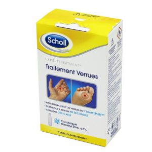 SCHOLL Traitement Verrues 80ml + 16 Applicateurs - Par Cryothérapie Diméthyl Ester -55°C