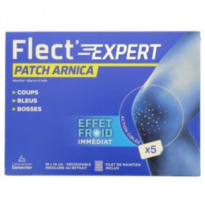IBSA - Flect'Expert - Patch froid - Soulage & Apaise - 5 patchs 10 x 14 cm découpage - Enrichi aux extraits d'Arnica