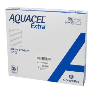 AQUACEL Extra 20 x 24 cm - Pansement Absorbant HydroFiber Stérile - Fibres de Renfort - Bte/10