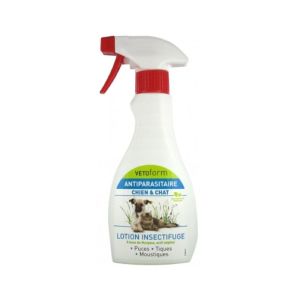 VETOFORM ANTIPARASITAIRE Lotion Insectifuge Chat Chien 250ml - Répulsif Puces, Tiques, Moustiques