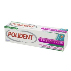 POLIDENT Fixation Forte 40g - Crème Fixative pour Prothèses Dentaires Partielles ou Complètes