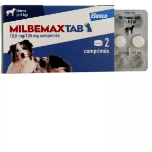 MILBEMAXTAB Chiens de plus de 5kg - Vermifuge Interne Spectre Large - Bte/2 Comprimés