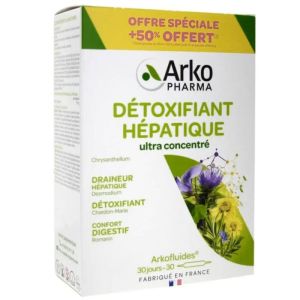 Arkofluide Détoxifiant hépatique ultra concentré 30 ampoules