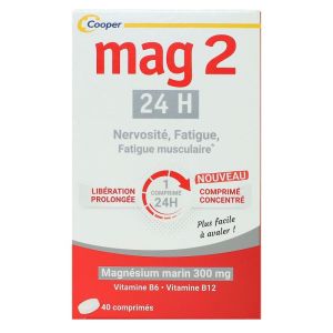 Mag 2 24h formule renforcée magnésium marin 40 comprimés