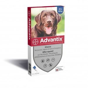 ADVANTIX GRAND CHIEN 25 à 40 kg - Spot-on pipette - Bte/4 Pipettes de 4ml - BAYER SANTE ANIMALE