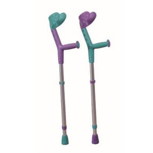 BETTERLIFE la Canne Anglaise Bi-Matière Enfant Violet/Turquoise - Hauteur de 55 à 77 cm - 1 unité