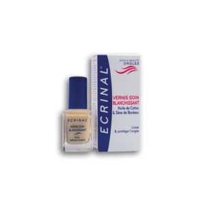 ECRINAL Vernis Soin Blanchissant 10ml - Soin des Ongles Jaunis, Tachés et Ternes - Huile de Coton, Sève de Bouleau