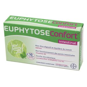 EUPHYTOSE CONFORT INTESTINAL 28 Gélules Végétales - Mélisse, Lactobacillus Acidophilus, Vitamine