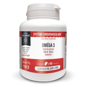 DAYANG OMEGA 3 Huile de Poisson EPA18 DHA12 180 Capsules - Système Cardiovasculaire