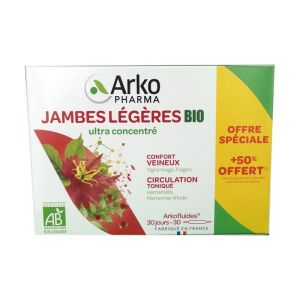 ARKOFLUIDES Jambes Légères BIO - Circulation, Vigne Rouge, Fragon, Hamamélis - Innovation UltraExtra