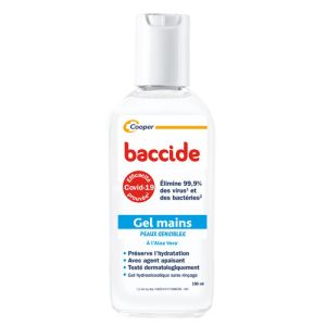 BACCIDE Gel Mains 100 ml Peaux Sensibles - Gel Mains Hydroalcoolique sans Rinçage, sans Parfum Spécial