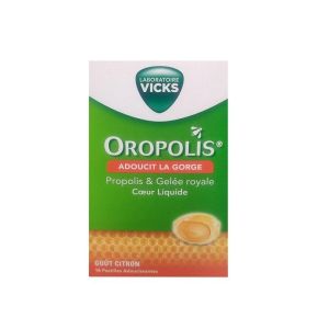 Vicks OROPOLIS CŒUR LIQUIDE GELEE ROYALE - PASTILLES à base de propolis - Goût Citron - Bte/16 - MEDIFLOR