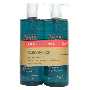 Cleanance gel nettoyant peaux mixtes, grasses, à imperfections (2x400ml)