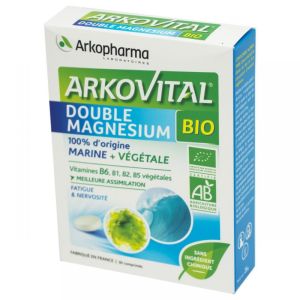 ARKOVITAL Bio Double Magnésium - Origine 100% Végétale + Marine - Fatigue, Nervosité - Bte/30
