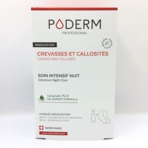 PODERM PROFESSIONAL - Crevasses et Callosités - Soin intensif nuit , Fl/75 ml + chaussettes en gel réparateur, 7640178212329