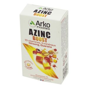AZINC Boost 20 Comprimés Effervescents - 10 Vitamines, 3 Minéraux, Ginseng, Guarana