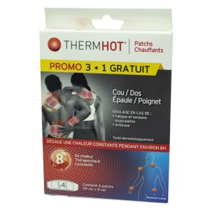 THERMHOT 4 Patchs Chauffants 29 x 9cm - Cou, Dos, Epaule, Poignet