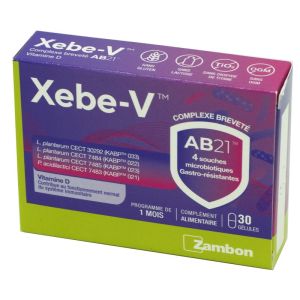 XEBE V 30 Gélules - 4 Souches Microbiotiques + Vitamine D
