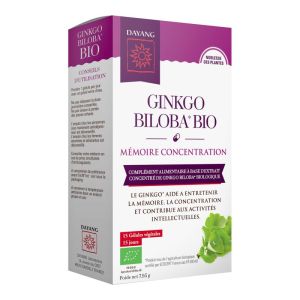 DAYANG GINKGO BILOBA BIO 15 Gélules Végétales - Complément Alimentaire Mémoire Concentration