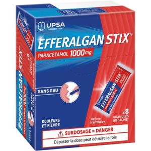 EfferalganSTIX 1000 mg Framboise, granulés - 8 sachets