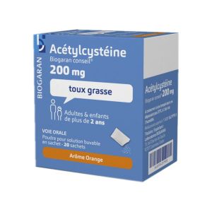 Acetylcystéine Biogaran Conseil 200 mg, 20 sachets