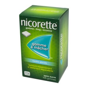 Nicorette 2 mg menthe glaciale, sans sucre - 105 gommes à mâcher