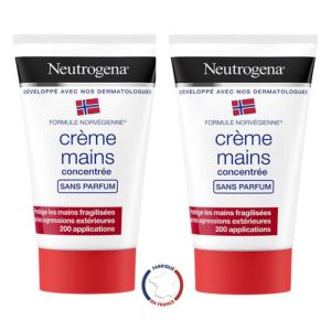 NEUTROGENA Crème Mains Concentrée sans Parfum Lot de 2x 50ml - Formule Norvégienne Mains très Sèches et Sensibles