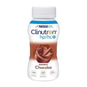 CLINUTREN HP/HC+ Chocolat - Complément Nutritionnel 402 Kcal Sans Lactose - Lot de 4 Bouteille/200ml