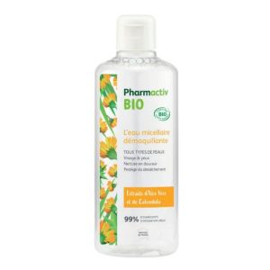 PHARMACTIV BIO L' Eau Micellaire Démaquillante 500ml - Toutes Peaux - Aloe Vera Bio, Calendula Bio