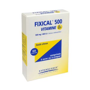 Fixical Vitamine D3 500 mg/400 UI, 60 comprimés à croquer ou à sucer