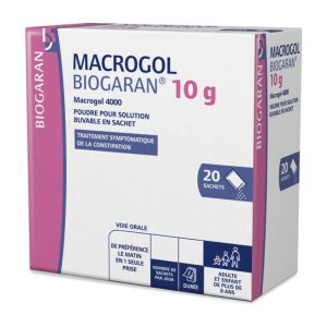 Macrogol 4000 Biogaran poudre pour solution buvable 10g Bte/20
