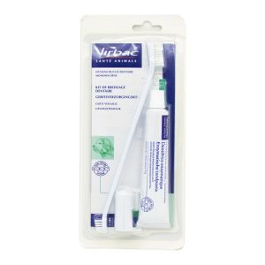 VIRBAC Kit de Brossage Dentaire pour Chiens et Chats - Pâte Dentifrice 70g + 1 BAD