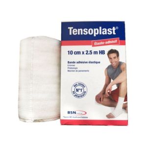 TENSOPLAST 10cm x 2.5m HB Elasto Adhésive - Bande Adhésive Elastique pour Entorses, Phlébologie, Mai