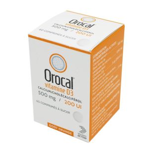 Orocal Vitamine D3 500 mg/200 U.I., 60 comprimés à sucer