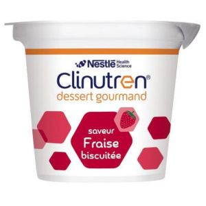 CLINUTREN DESSERT GOURMAND Fraise Biscuitée - Complément Nutritionnel 300 Kcal - Avec Lactose - Lot