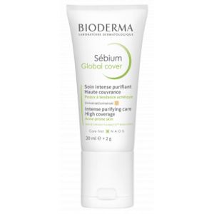 BIODERMA Sébium Global Cover 30ml - Soin Intense Purifiant Haute Couvrance Peaux à Tendance Acnéique