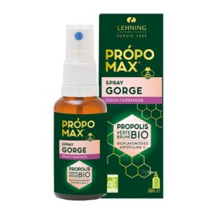 PROPOMAX GORGE Spray Doux Grenade 30ml - Propolis Verte et Brune Bio, Bioflavonoïdes, Artépilline C
