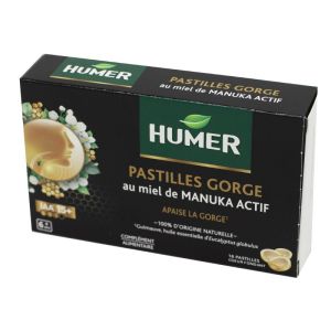 HUMER 16 Pastilles Gorge au Miel de Manuka Actif IAA 15+