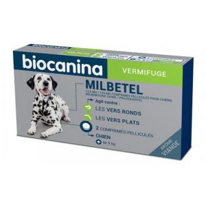 BIOCANINA MILBETEL 12.5mg/125mg Vermifuge Chiens de 5 à 75 kg - Comprimés Pelliculés Arôme Viande -