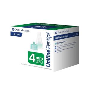 UNIFINE PENTIPS 4mm x 0.23mm (G32 - Vert) - 100 Aiguilles à Insuline pour Stylo