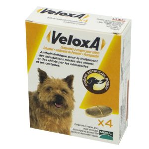 VELOXA 4 Comprimés - Chiot et Chien -17.5kg - Vermifuge Associant 3 Anthelminthiques