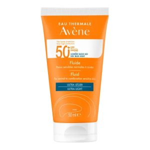 AVENE SOLAIRE Fluide avec Parfum SPF50+ 50ml - Pénétration 3 Secondes, Ultra Léger