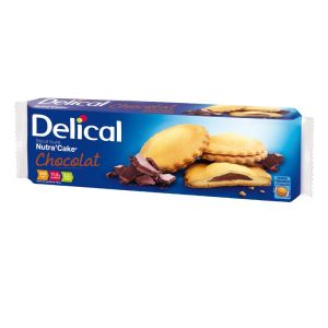 DELICAL Nutra'Cake Chocolat, Biscuit Fourré HC/HP Hypercalorique Hyperprotidique, Dénutrion - Bte/9