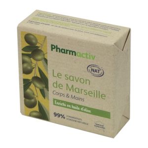 PHARMACTIV Le Savon de Marseille 100g - Huiles Végétales Bio (Olive, Noix de Coco)