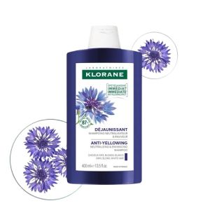 KLORANE Déjaunissant cheveux gris blonds shampooing Centaurée bio 400ml - 3282770145250