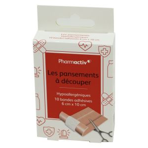 PHARMACTIV Les Pansements à Découper - 10 Bandes Adhésives 6 x 10 cm