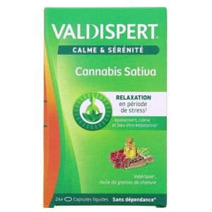 VALDISPERT CANNABIS SATIVA 24 Capsules - Calme et Sérénité - Chanvre, Valériane